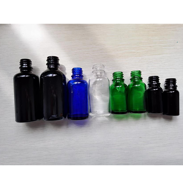 Screwed Blue Glass Bottle Vial for Cosmetic Essential Oil Bottle