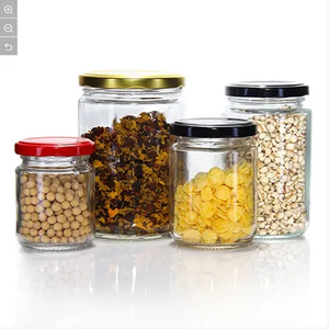 Cylinder Round Glass Chili Sauce Bottle Jam Honey Jar with Tinplate Lid