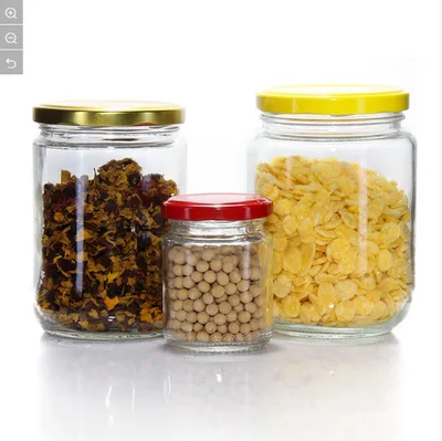 Customized Shape Canning Food Jars Glass Jar Honey with Metal Lid